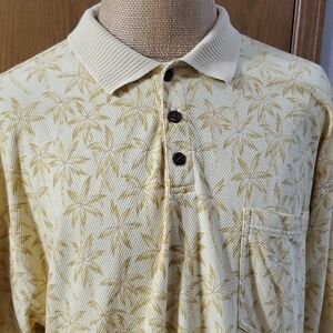 Tommy Bahama waffle knit textured polo palm tree yellow/tan